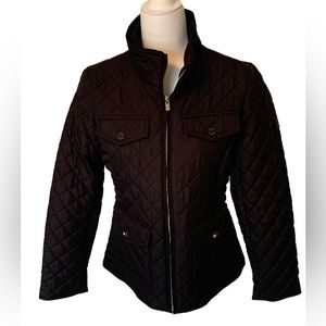 TOMMY HILFIGER Black Quilted Jacket Size Small Petite.